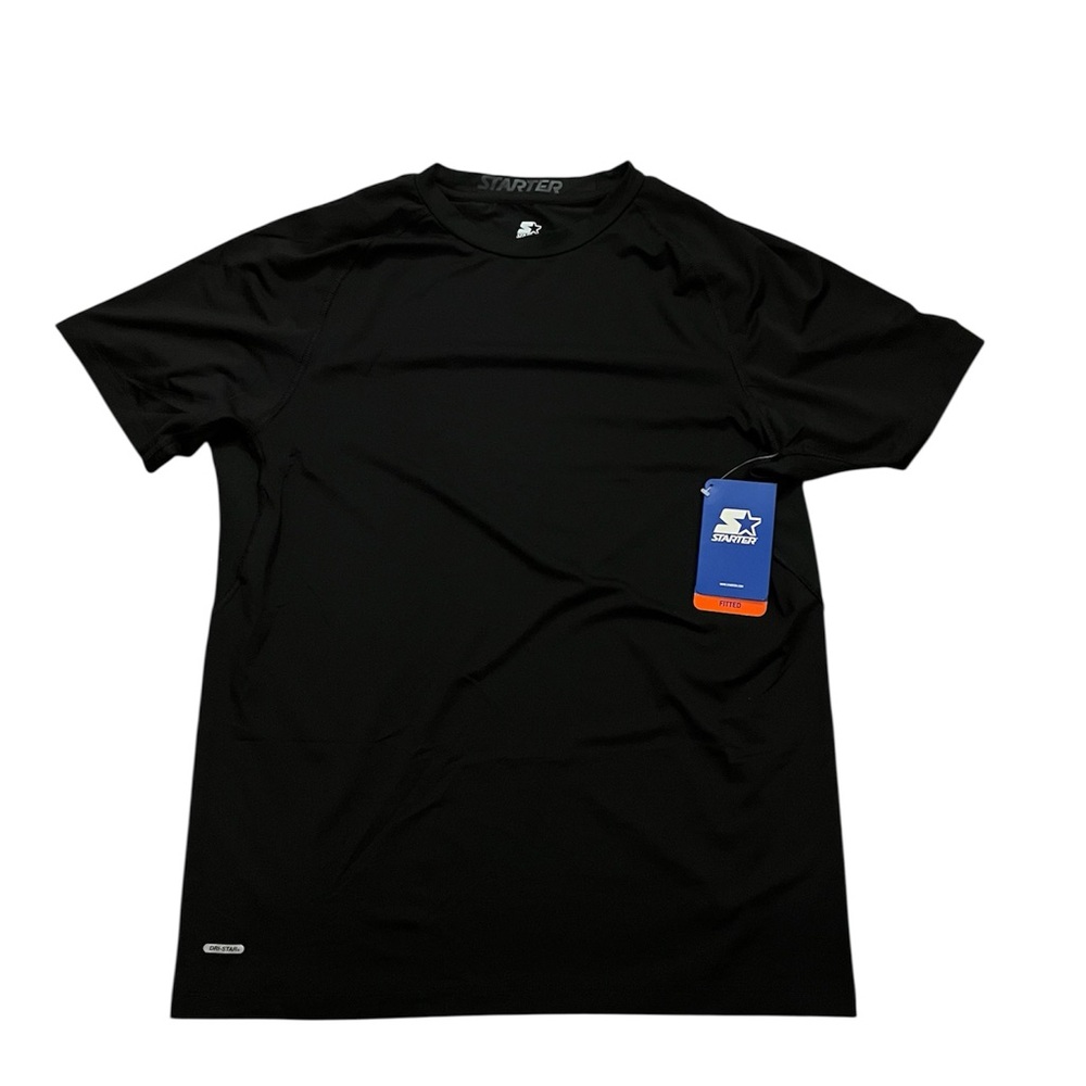 Starter Dri-Star XL Black Performance Short Sleeve Fitted Gym Workout Shirt NWT